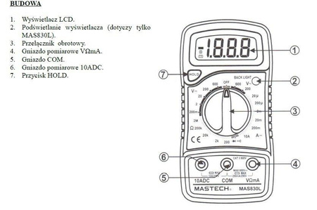 MIERNIK MULTIMETR MASTECH MAS838 TEMPERATURA