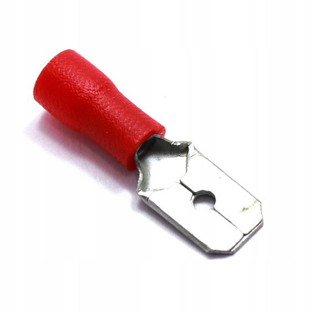 KONEKTOR IZOLOWANY MĘSKI CZERWONY 6.4mm 100 SZT