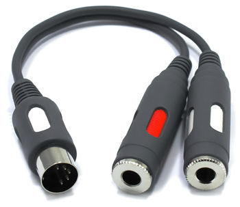 ADAPTER WTYK DIN 5 PIN – 2X GNIAZDO JACK 6,3 TS MONO 6,3mm VITALCO