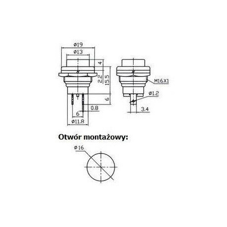 PRZEŁĄCZNIK PRZYCISKOWY OKRĄGŁY 2A 250V OFF-(ON)