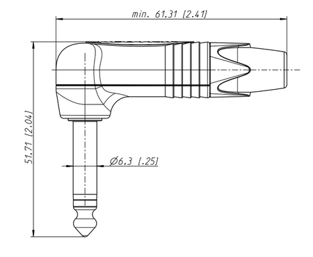 WTYK JACK 6.3 KĄTOWY MONO TS NP2RX NEUTRIK DUŻY JACK 6.3mm