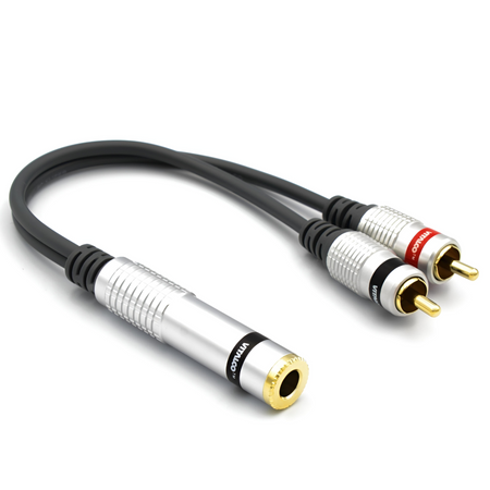 ADAPTER JACK GNIAZDO 6,3 STEREO NA 2x RCA VITALCO PRZEJŚCIÓWKA JACK 6.3 2 WTYKI CINCH