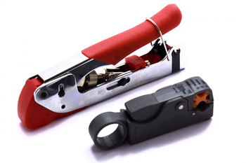 HT-K5501 zaciskacz złączy F kompresowanych HT-518G + ściągacz izolacji HT-332