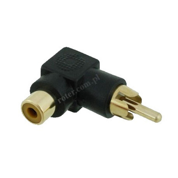 ADAPTER RCA KĄTOWY ZŁOTY WTYK GNIAZDO CZARNY