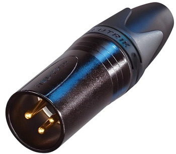 WTYK XLR 3 PIN MĘSKI NEUTRIK NC3MXX-B CZARNY GOLD MIKROFONOWY NA KABEL