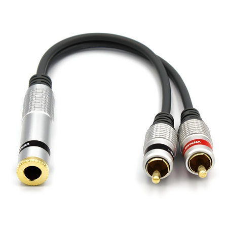 Adapter Jack gniazdo 6,3 stereo na 2x RCA Vitalco przejściówka Jack 6.3 2 wtyki cinch