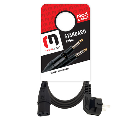 KABEL ZASILAJĄCY 3m IEC C13 WTYK SCHUKO KĄTOWY 3X1,5MM2 GUMA CZARNY