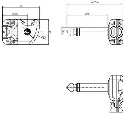 WTYK JACK 6.3 MONO TS RP2RCF REAN BY NEUTRIK DUŻY JACK 6.3mm NA KABEL