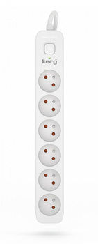 PRZEDŁUŻACZ Z UZIEMIENIEM 6 GNIAZDA 1,5M KERG M02406 Z WYŁĄCZNIKIEM