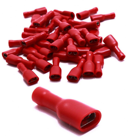 KONEKTOR IZOLOWANY PEŁNY ŻEŃSKI CZERWONY 6,4mm 100 sztuk