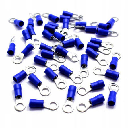 KONEKTOR OCZKOWY IZOLOWANY 6,5mm M6 100 SZT BLUE