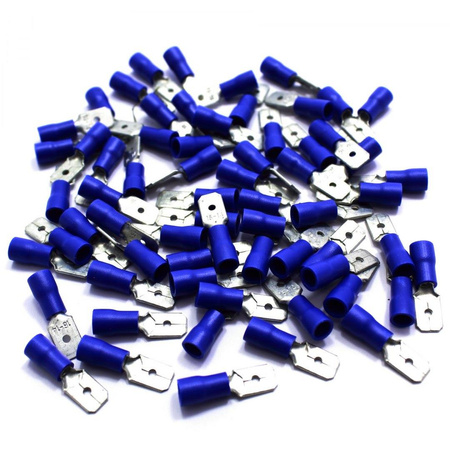 KONEKTOR IZOLOWANY MĘSKI 6,4 NIEBIESKI 100SZT.