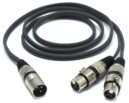 KABEL ADAPTER ROZDZIELACZ XLR MĘSKI - 2X XLR ŻEŃSKI 0,5m SPLITTER VITALCO