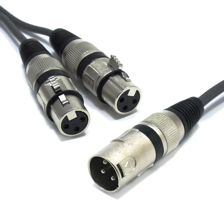 KABEL ADAPTER ROZDZIELACZ XLR MĘSKI - 2X XLR ŻEŃSKI 1,5m SPLITTER VITALCO