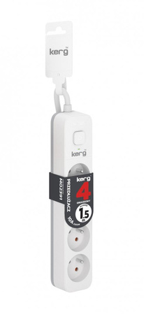 PRZEDŁUŻACZ Z UZIEMIENIEM 4 GNIAZDA 1,5M KERG M02391 Z WYŁĄCZNIKIEM