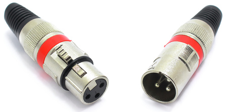 KOMPLET XLR 3 PIN VITALCO WTYK MIKROFONOWY MĘSKI ŻEŃSKI NA KABEL CZERWONY