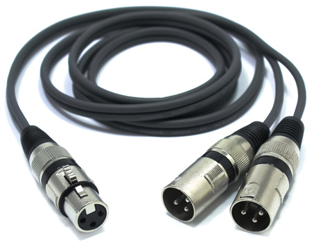 KABEL ADAPTER ROZDZIELACZ XLR ŻEŃSKI - 2X XLR MĘSKI 0,5m SPLITTER VITALCO