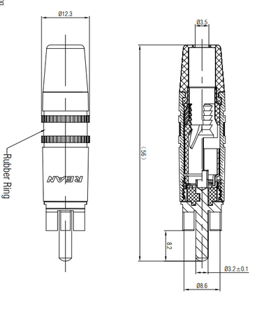 Wtyk RCA na kabel NYS373-0 Rean Neutrik czarny chinch złącze RCA