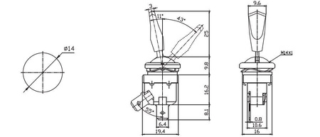 PRZEŁĄCZNIK DŹWIGNIA SAMOCHODOWY ASW-22 12V 20A