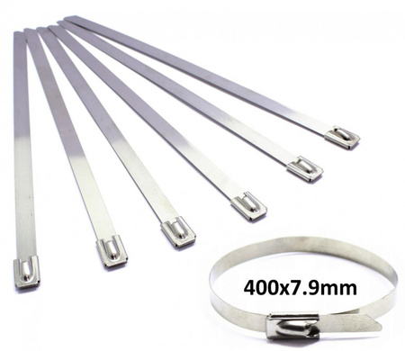 OPASKA STALOWA ZACISKOWA 400x7,9 GRUBE OPASKI STALOWE 100 SZTUK METAL