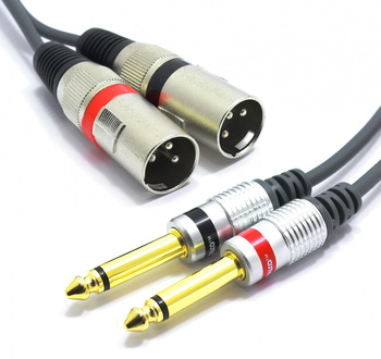 KABEL 2x XLR MĘSKI- 2x JACK 6,3 MONO 3m VITALCO MKP13