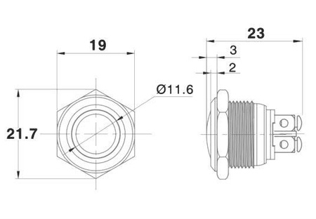 PRZEŁĄCZNIK OKRĄGŁY 16mm 250V/2A OFF-(ON) IP67