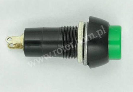 Przełącznik przyciskowy okrągły duży plastik 81B off-(on) zielony