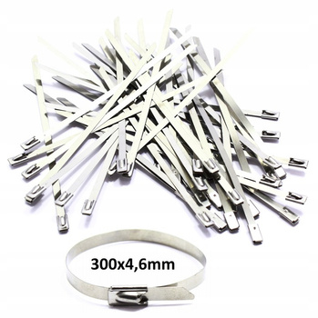 Opaska zaciskowa stalowa 300x4,6 opaski stalowe 100 sztuk metal