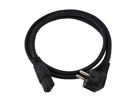 KABEL ZASILAJĄCY 3m IEC C13 WTYK SCHUKO KĄTOWY 3X1,5MM2 GUMA CZARNY