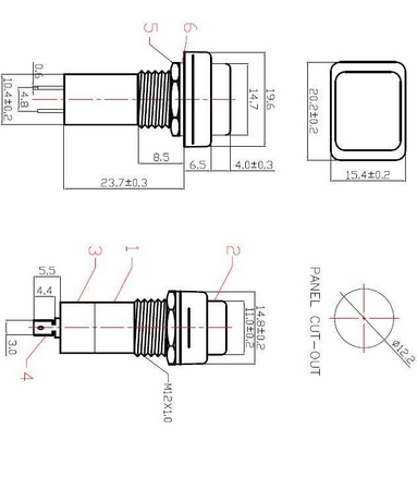 PRZEŁĄCZNIK PRZYCISKOWY BISTABILNY ON OFF VS5418B CZERWONY VITALCO