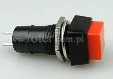 Przełącznik przyciskowy kwadratowy plastik 80B off-(on), czerwony