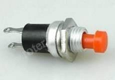 Przełącznik przyciskowy okrągły mały plastik, off-(on) czerwony