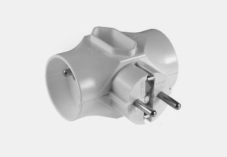 TRÓJNIK ELEKTRYCZNY ROZGAŁĘŹNIK 3 GNIAZDA 2X OKRĄGŁE 1X GNIAZDO PŁASKIE ZŁODZIEJ