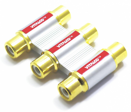 ŁĄCZNIK RCA ADAPTER POTRÓJNY ZŁOTY VITALCO