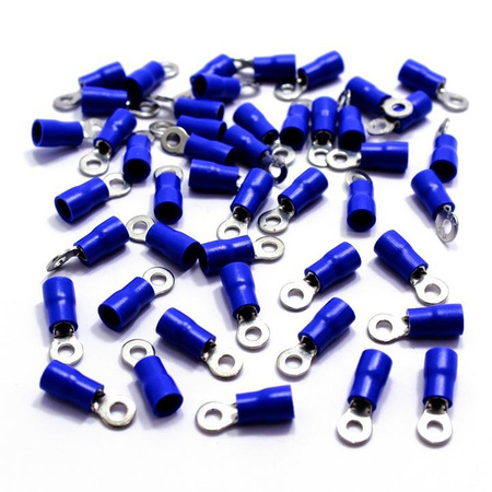 KONEKTOR OCZKOWY IZOLOWANY 3,7mm M3 100 SZT OCZKA NIEBIESKI
