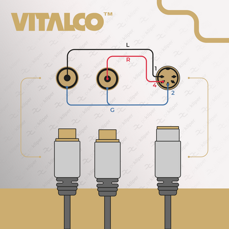 ADAPTER GNIAZDO DIN 5 PIN NA 2X GNIAZDO RCA VITALCO