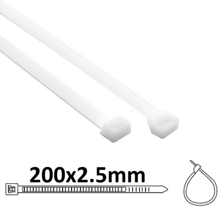 OPASKI KABLOWE ZACISKOWE 200x2.5 TRYTKI BIAŁE