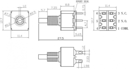 PRZEŁĄCZNIK PRZYCISKOWY 6pin ON-ON VS5433 CHWILOWY