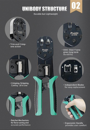 ZACISKARKA WTYKÓW PRZELOTOWYCH CP-376N Proskit