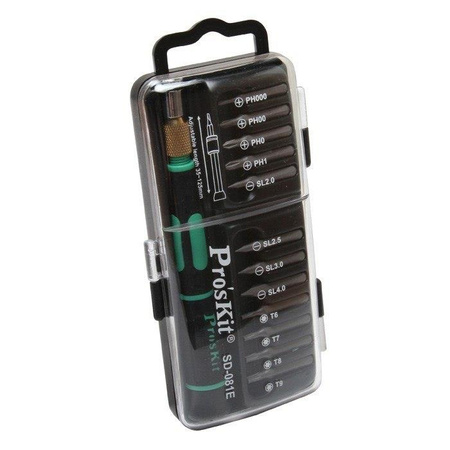 ZESTAW BITÓW 12 SZTUK Z WYDŁUŻANĄ RĄCZKĄ SD-081E proskit