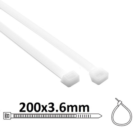 OPASKI KABLOWE 200/3.5 TRYTKI BIAŁE 100 SZT.