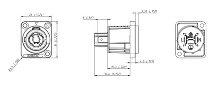GNIAZDO POWERCON ZASILANIA NEUTRIK REAN RRAC3I-G IN