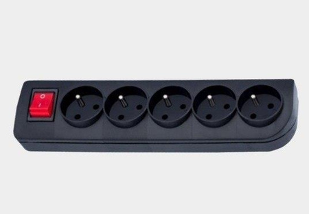 Gniazdo z uziemieniem i wył. 5x czarne GN-50W-2