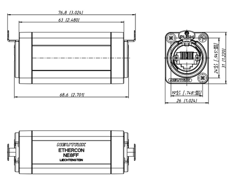 ŁĄCZNIK RJ45 NE8FF ETHERCON BECZKA ADAPTER RJ-45 NEUTRIK
