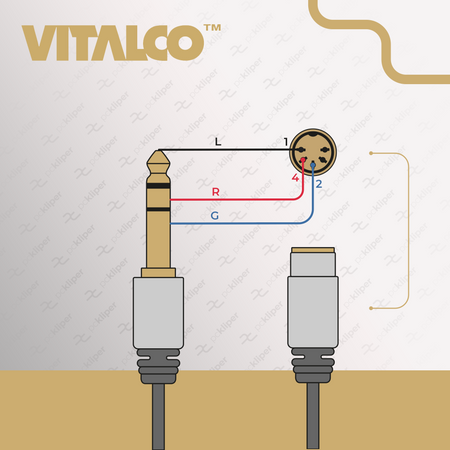 ADAPTER GNIAZDO DIN 5 PIN NA WTYK DUŻY JACK 6.3 STEREO TRS 6,3 VITALCO