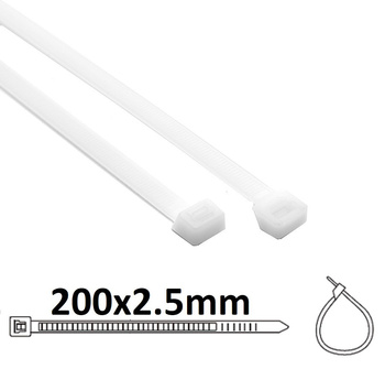 OPASKI KABLOWE ZACISKOWE 200x2.5 TRYTKI BIAŁE