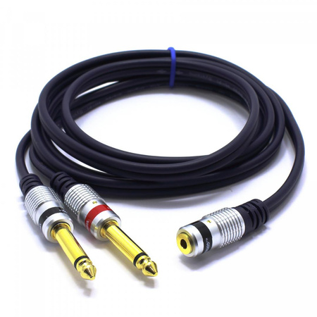 KABEL GNIAZDO JACK 3,5 - 2X WTYK 6,3 MONO VITALCO 3m MK72