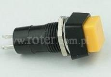 Przełącznik przyciskowy kwadratowy plastik 80B off-(on), żółty