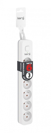 PRZEDŁUŻACZ Z UZIEMIENIEM 6 GNIAZDA 3M KERG M02407 Z WYŁĄCZNIKIEM