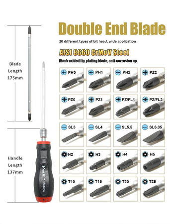 WKRĘTAK DYNAMOMETRYCZNY Z ZESTAWEM KOŃCÓWEK SD-T636 1-6Nm